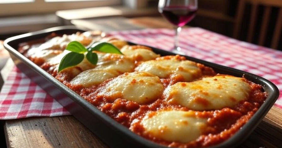 Baked mannacote pasta dish